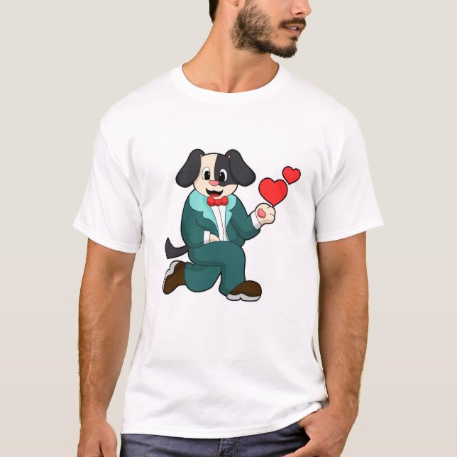 Camiseta Perro como novio con traje y corbata (Anverso)