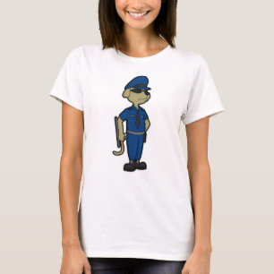 Camiseta Perro como oficial de policía con bastón y gafas d