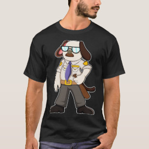 Camiseta Perro como oficial de policía con gafas de sol de 