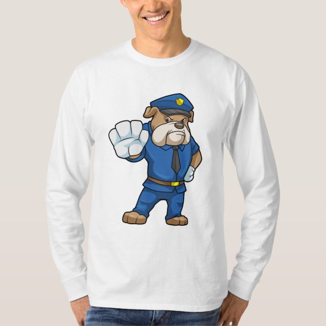 Camiseta Perro como oficial de policía con uniforme (Anverso)