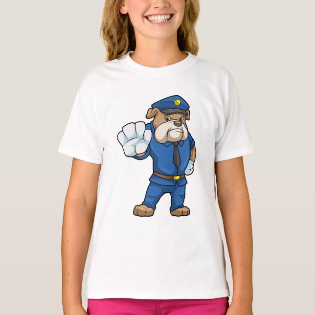 Camiseta Perro como oficial de policía con uniforme (Anverso)