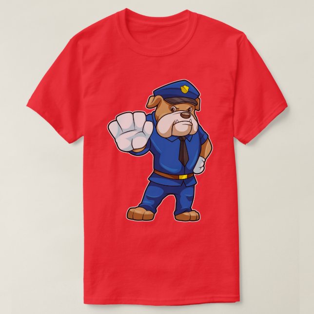 Camiseta Perro como oficial de policía con uniforme de poli (Diseño del anverso)