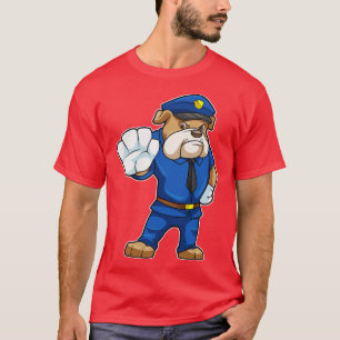 Camiseta Perro como oficial de policía con uniforme de poli