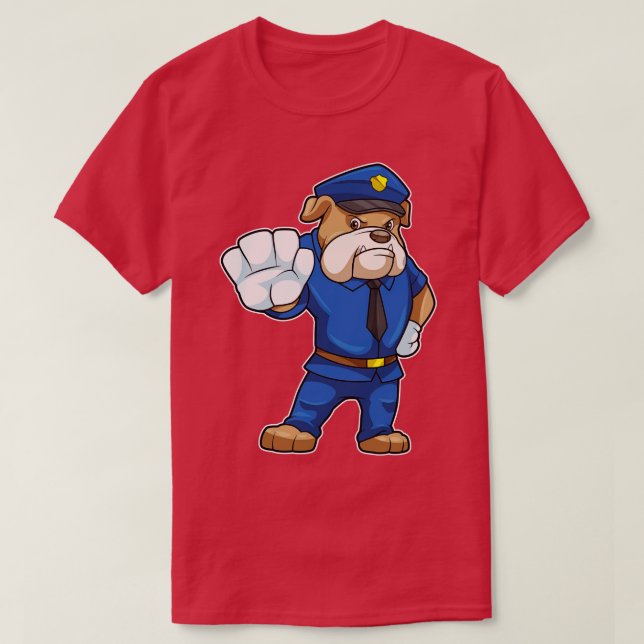 Camiseta Perro como oficial de policía con uniforme de poli (Diseño del anverso)