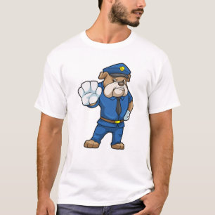 Camiseta Perro como oficial de policía con uniforme policia