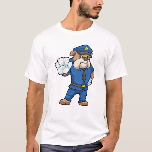 Camiseta Perro como oficial de policía con uniforme policia (Anverso)