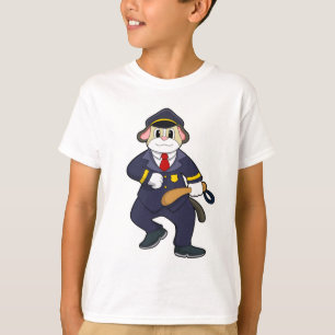 Camiseta Perro como oficial de policía con uniforme policia