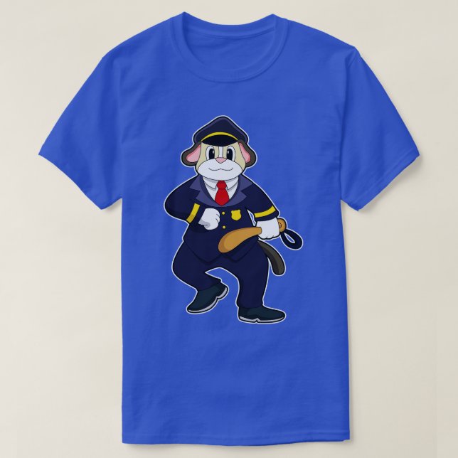 Camiseta Perro como oficial de policía con uniforme policia (Diseño del anverso)