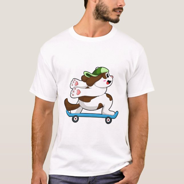 Camiseta Perro como patinador con patineta (Anverso)
