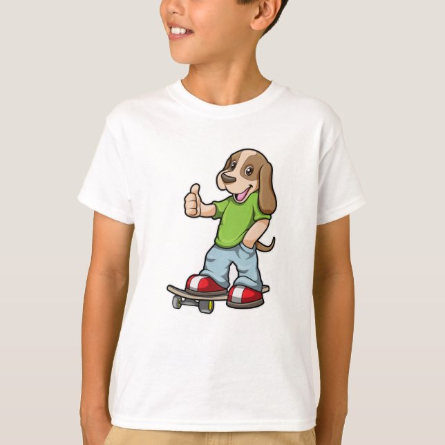 Camiseta Perro como patinador con patineta (Anverso)