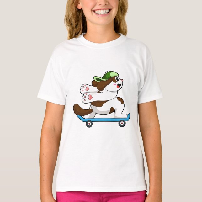 Camiseta Perro como patinador con patineta (Anverso)