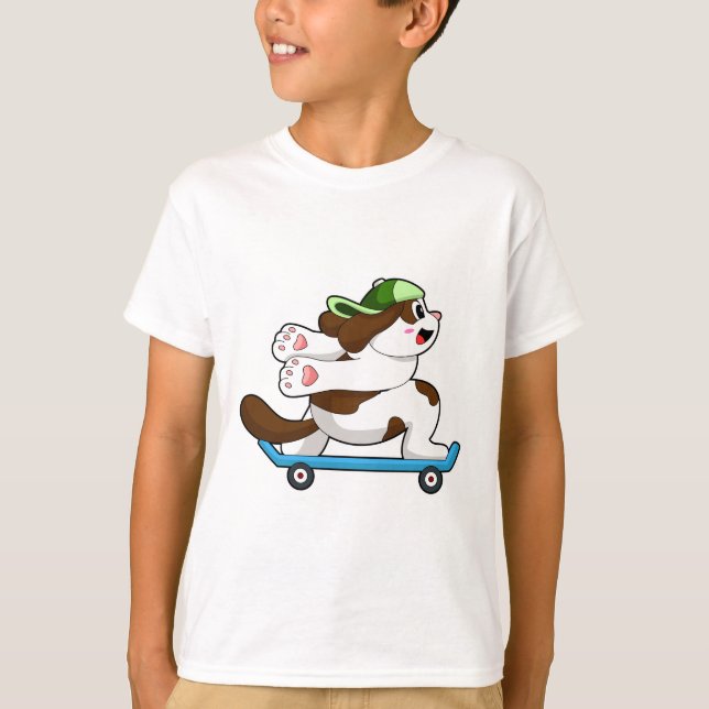 Camiseta Perro como patinador con patineta (Anverso)