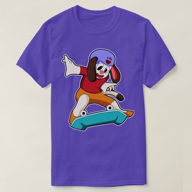 Camiseta Perro como patinador con patineta 1 (Diseño del anverso)