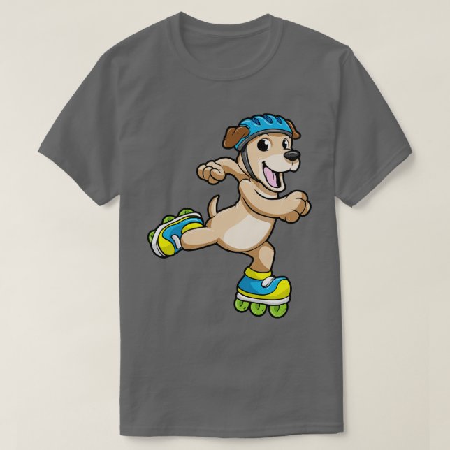 Camiseta Perro como patinador en línea con patines en línea (Diseño del anverso)