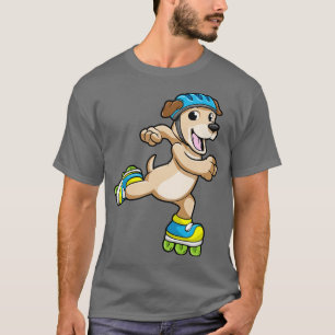 Camiseta Perro como patinador en línea con patines en línea