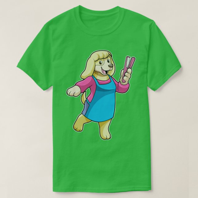 Camiseta Perro como peluquero con comb (Diseño del anverso)