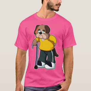 Camiseta Perro como pensionista con ayuda para caminar