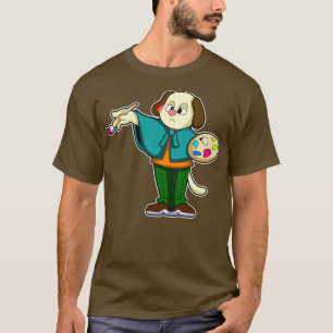 Camiseta Perro como pintador con pincel