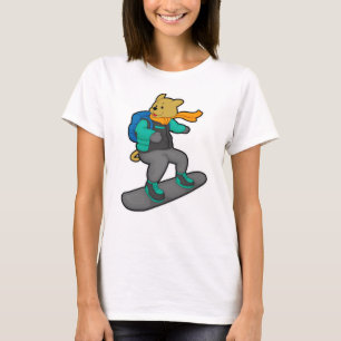 Camiseta Perro como snowboard con Snowboard y mochila