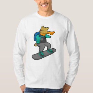 Camiseta Perro como snowboard con Snowboard y mochila