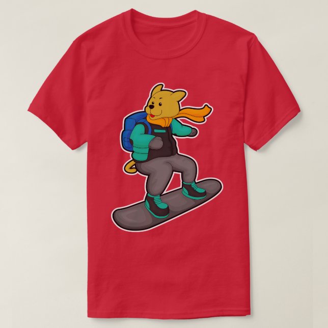 Camiseta Perro como snowboarder con mochila Snowboard (Diseño del anverso)