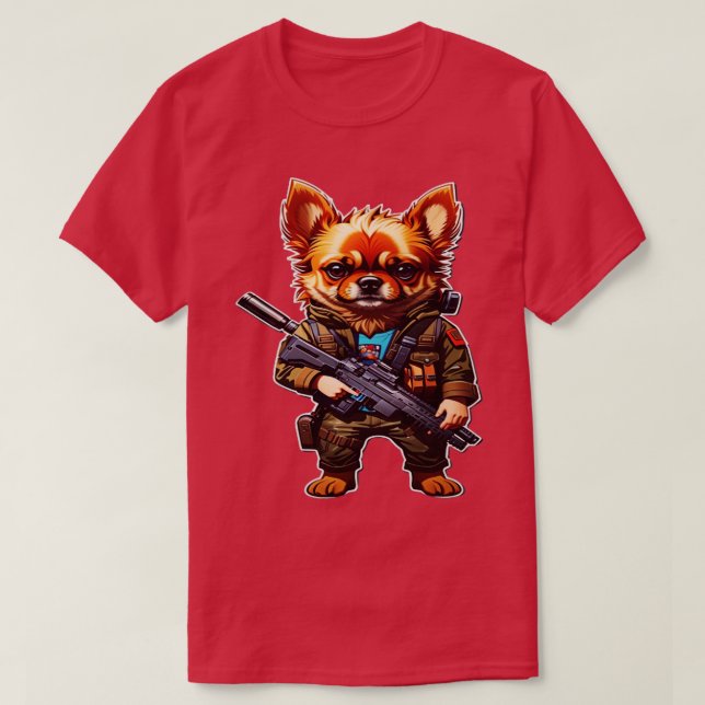 Camiseta perro con arma (Diseño del anverso)