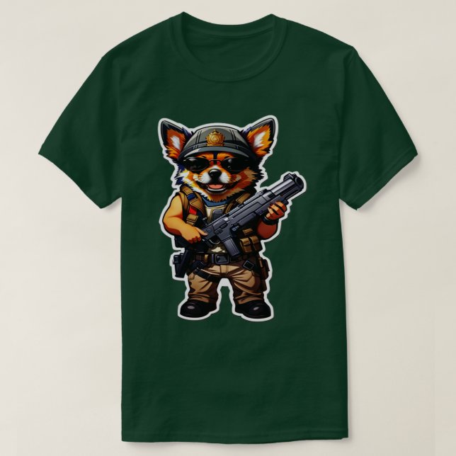 Camiseta perro con arma 3 (Diseño del anverso)