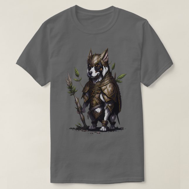 Camiseta Perro con armadura de guerrero antiguo (Diseño del anverso)