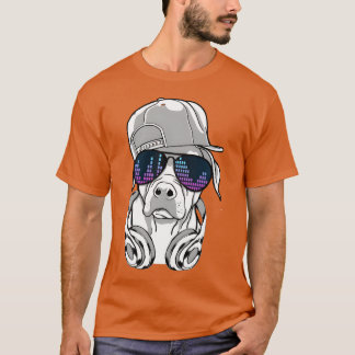 Camiseta Perro con audífonos y familia de gafas de música c