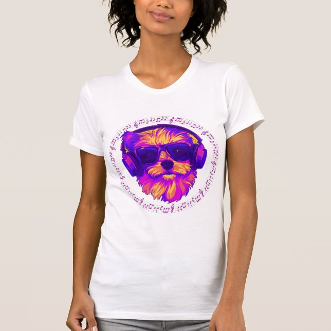 Camiseta perro con auriculares perro con gafas (Anverso)