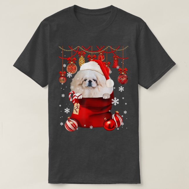 Camiseta Perro con bolas de nieve en bolsillos en invierno (Diseño del anverso)