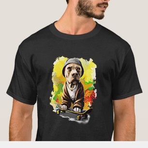 Camiseta Perro con casco en una patineta