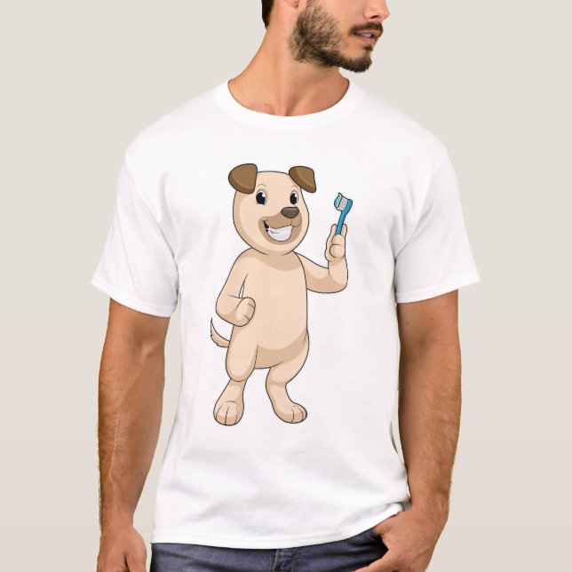 Camiseta Perro con cepillo de dientes (Anverso)