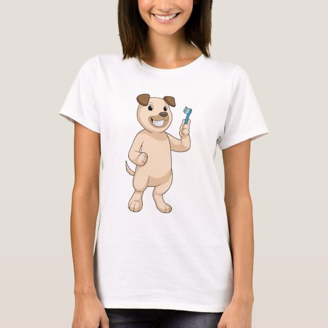 Camiseta Perro con cepillo de dientes (Anverso)