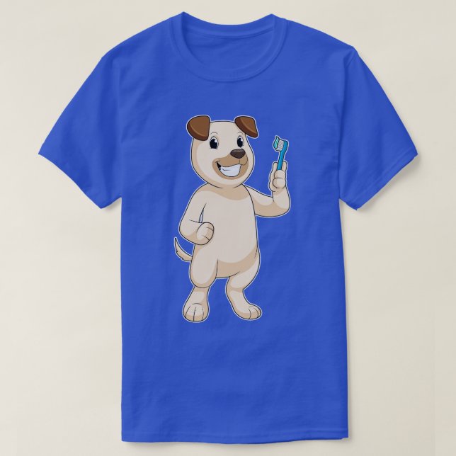 Camiseta Perro con cepillo de dientes (Diseño del anverso)