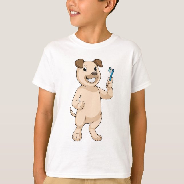 Camiseta Perro con cepillo de dientes (Anverso)