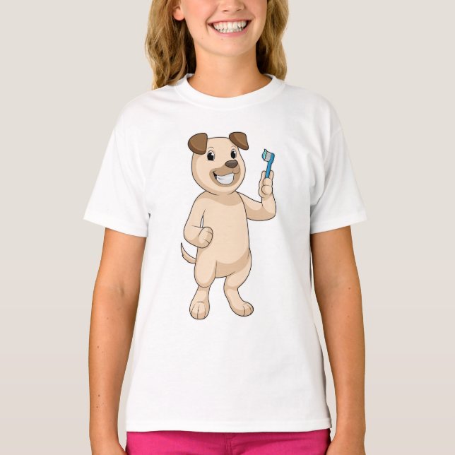 Camiseta Perro con cepillo de dientes (Anverso)