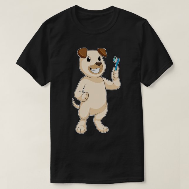Camiseta Perro con cepillo de dientes (Diseño del anverso)