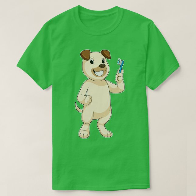 Camiseta Perro con cepillo de dientes (Diseño del anverso)