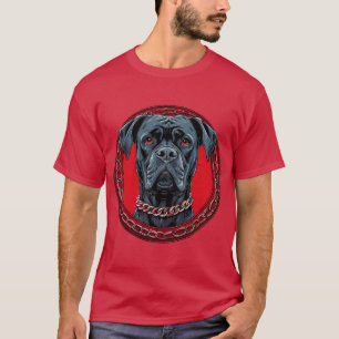 Camiseta Perro con collar de cadena y fondo atrevido