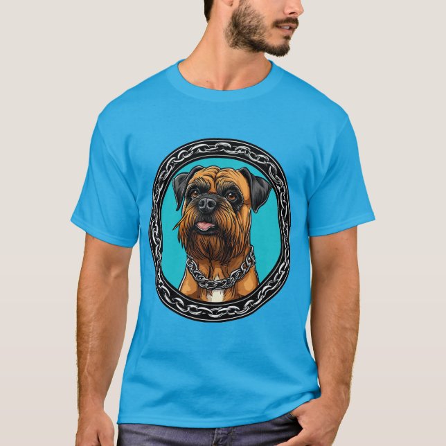 Camiseta Perro con collar de cadena y fondo atrevido (Anverso)