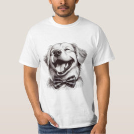Camiseta perro con corbata de arco riendo