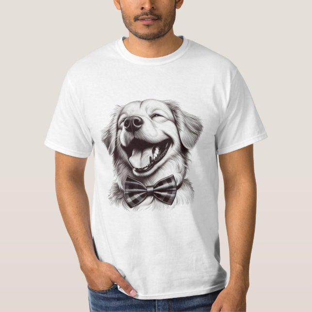 Camiseta perro con corbata de arco riendo (Anverso)