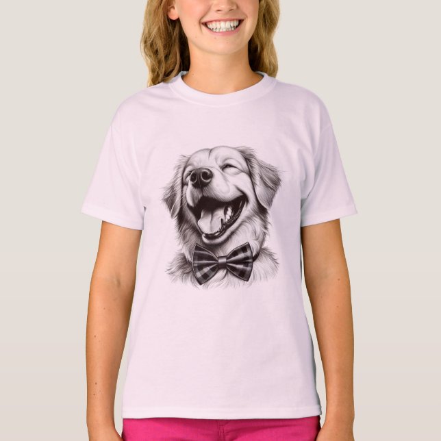 Camiseta perro con corbata de arco riendo (Anverso)