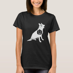 Camiseta Perro con disfraz de Halloween de calabaza perezos