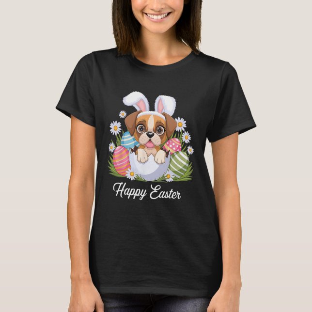 Camiseta Perro con flores de cerdo con huevo de Pascua (Anverso)