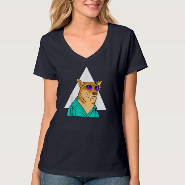 Camiseta Perro con gafas de sol Grasa graciosa Mascota Cute (Anverso)