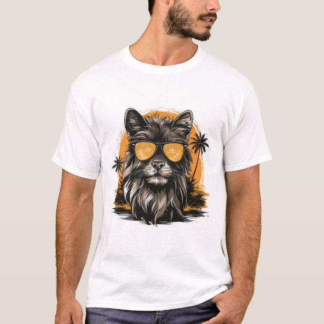 Camiseta Perro con gafas de sol Playa Retro (Anverso)