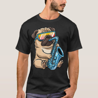 Camiseta Perro con gafas de sol tocando saxofón