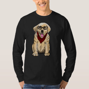 Camiseta Perro Con Gafas De Vidrio Y Tiras Rojas Cuidada La
